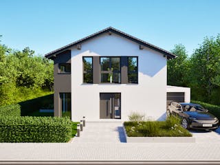 Massivhaus Entwurf SL157 von FAVORIT Massivhaus Schlüsselfertig ab 384834€, Satteldach-Klassiker Außenansicht 9