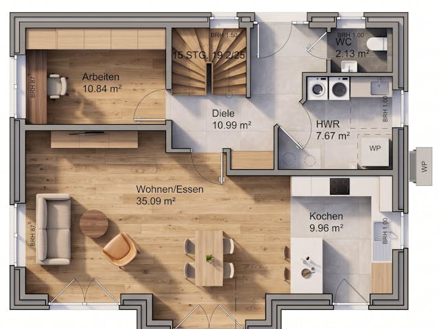 Massivhaus Friesengiebel 154 von AMR-Wohnbau Schlüsselfertig ab 338000€, Satteldach-Klassiker Grundriss 1