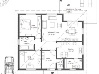 Fertighaus Easy Living 101 WD von Kaiser Haus Schlüsselfertig ab 145417€, Bungalow Grundriss 1