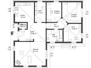 Fertighaus Easy Living 111 WD Winkel von Kaiser Haus Schlüsselfertig ab 157690€, Bungalow Grundriss 1