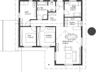 Fertighaus Easy Living 115 SD Winkel von Kaiser Haus Schlüsselfertig ab 166890€, Bungalow Grundriss 1