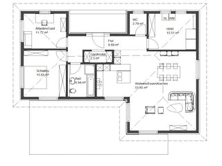 Fertighaus EasyLiving 115_2 WD Winkel von Kaiser Haus Schlüsselfertig ab 167189€, Bungalow Grundriss 1