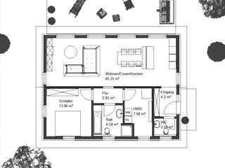 Fertighaus EasyLiving 78 V1 SD von Kaiser Haus Schlüsselfertig ab 133851€, Bungalow Grundriss 1