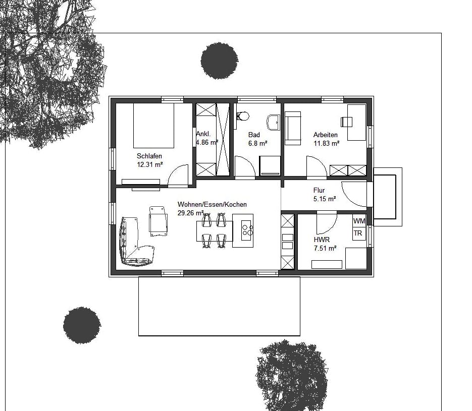 Fertighaus EasyLiving 78_2 WD von Kaiser Haus Schlüsselfertig ab 123559€, Bungalow Grundriss 1