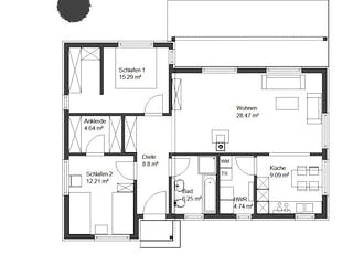 Fertighaus EasyLiving 90_2 SD von Kaiser Haus Schlüsselfertig ab 157629€, Bungalow Grundriss 1