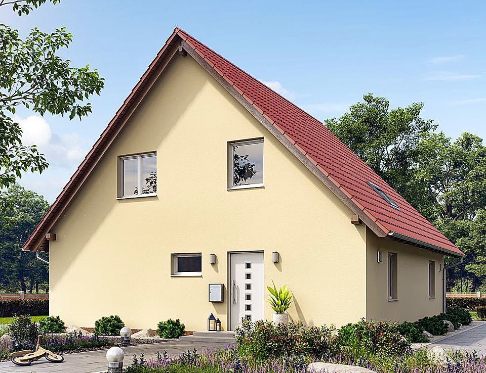 Fertighaus HAUS A100-100 von EBH Haus Schlüsselfertig ab 279400€, Satteldach-Klassiker Außenansicht 1