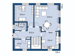 Fertighaus HAUS A100-100 von EBH Haus Schlüsselfertig ab 289800€, Satteldach-Klassiker Grundriss 1