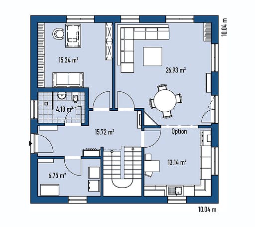 Fertighaus HAUS A100-100 von EBH Haus Schlüsselfertig ab 273900€, Satteldach-Klassiker Grundriss 1