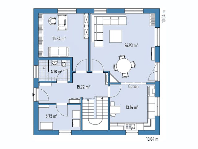 Fertighaus HAUS A100-100 von EBH Haus Schlüsselfertig ab 301400€, Satteldach-Klassiker Grundriss 1
