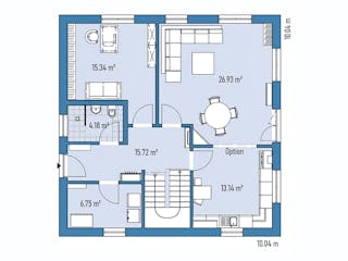 Fertighaus HAUS A100-100 von EBH Haus Schlüsselfertig ab 301400€, Satteldach-Klassiker Grundriss 1