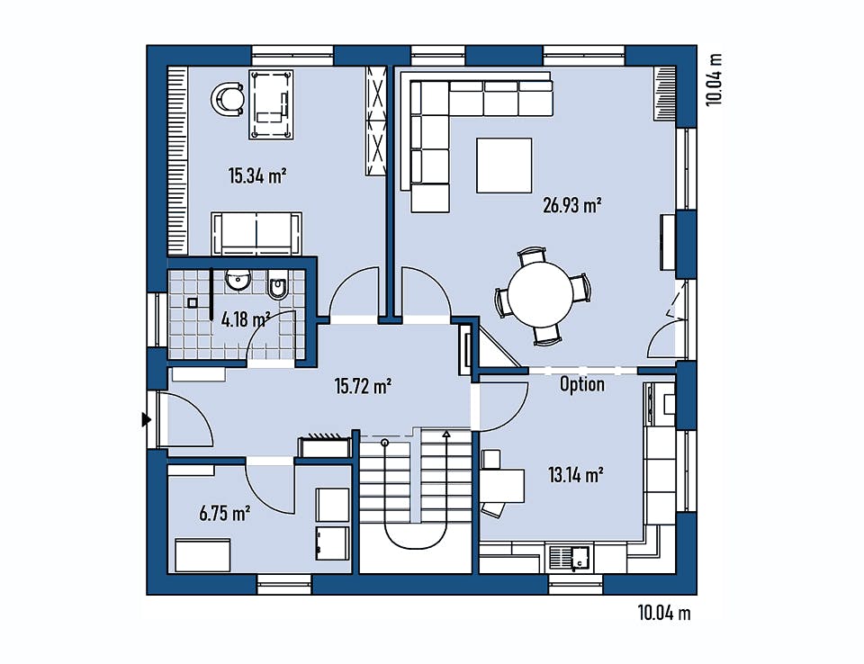 Fertighaus HAUS A100-100 von EBH Haus Schlüsselfertig ab 279400€, Satteldach-Klassiker Grundriss 1