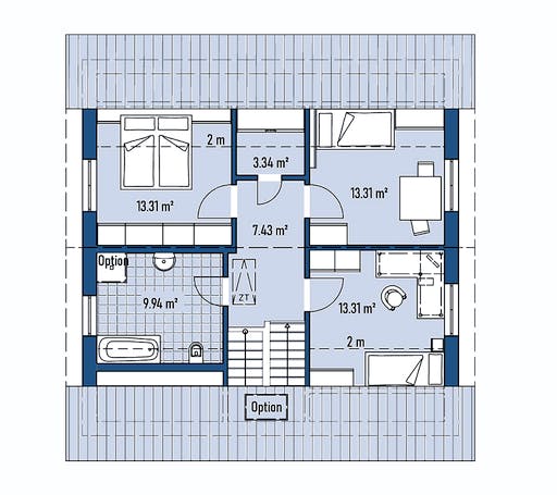 Fertighaus HAUS A100-100 von EBH Haus Schlüsselfertig ab 273900€, Satteldach-Klassiker Grundriss 2