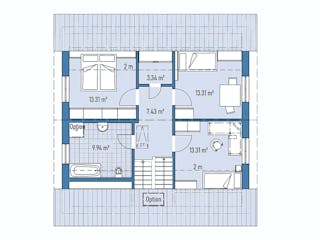 Fertighaus HAUS A100-100 von EBH Haus Schlüsselfertig ab 301400€, Satteldach-Klassiker Grundriss 2