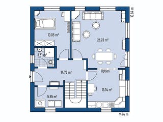 Fertighaus HAUS A100-94 von EBH Haus Schlüsselfertig ab 276200€, Satteldach-Klassiker Grundriss 1