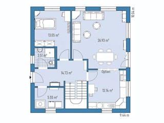 Fertighaus HAUS A100-94 von EBH Haus Schlüsselfertig ab 287300€, Satteldach-Klassiker Grundriss 1
