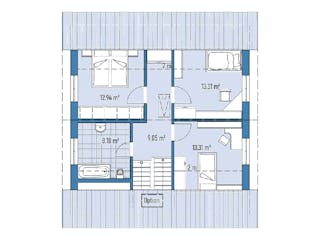 Fertighaus HAUS A100-94 von EBH Haus Schlüsselfertig ab 287300€, Satteldach-Klassiker Grundriss 2
