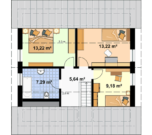 Fertighaus Einfamilienhaus A 2 von EBH Haus Schlüsselfertig ab 229000€, Satteldach-Klassiker Grundriss 2