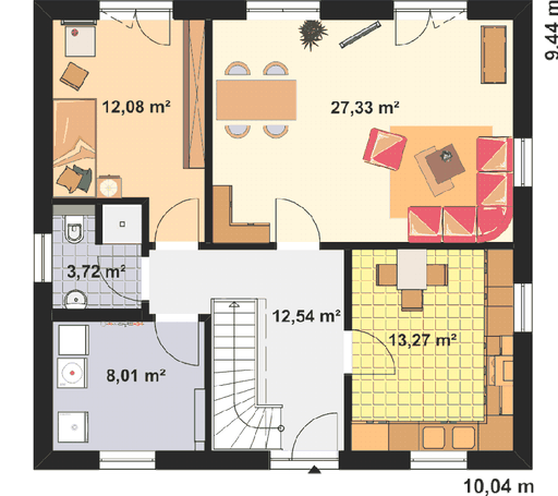 Fertighaus Einfamilienhaus A 2 L 45° von EBH Haus Schlüsselfertig ab 245500€, Satteldach-Klassiker Grundriss 1