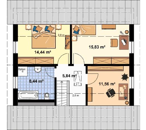 Fertighaus Einfamilienhaus A 2 L 45° von EBH Haus Schlüsselfertig ab 245500€, Satteldach-Klassiker Grundriss 2