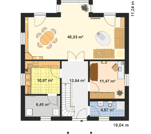 Fertighaus Einfamilienhaus A 3 Edition 500 von EBH Haus Schlüsselfertig ab 269900€, Satteldach-Klassiker Grundriss 1