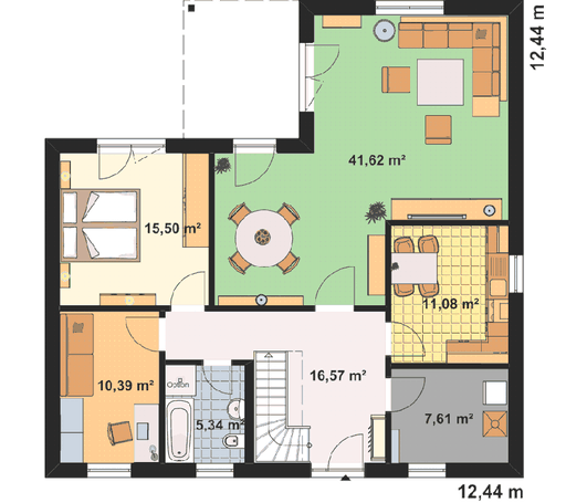 Fertighaus Einfamilienhaus A 5 von EBH Haus Schlüsselfertig ab 331500€, Satteldach-Klassiker Grundriss 1