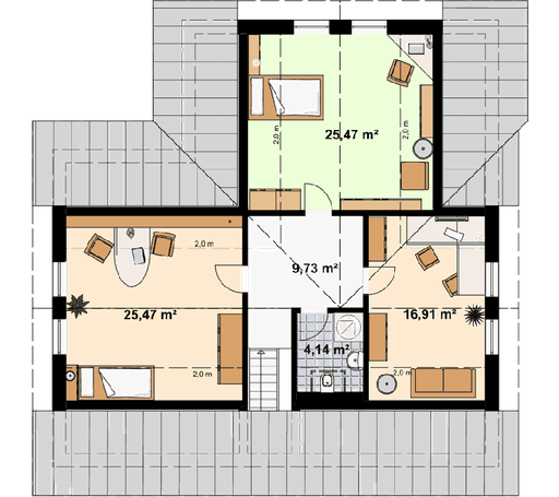 Fertighaus Einfamilienhaus A 5 von EBH Haus Schlüsselfertig ab 289400€, Satteldach-Klassiker Grundriss 2