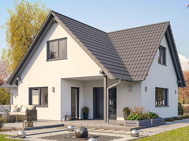 Fertighaus Einfamilienhaus A71-118-G von EBH Haus Schlüsselfertig ab 306700€, Satteldach-Klassiker Außenansicht 1