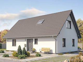 Fertighaus Einfamilienhaus A71-118-G von EBH Haus Schlüsselfertig ab 306700€, Satteldach-Klassiker Außenansicht 2