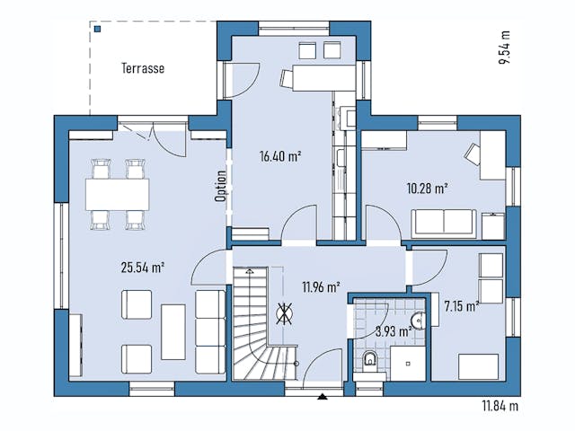 Fertighaus Einfamilienhaus A71-118-G von EBH Haus Schlüsselfertig ab 306700€, Satteldach-Klassiker Grundriss 1