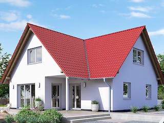 Fertighaus HAUS A77-112-G von EBH Haus Schlüsselfertig ab 306500€, Satteldach-Klassiker Außenansicht 1