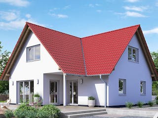 Fertighaus HAUS A77-112-G von EBH Haus Schlüsselfertig ab 318800€, Satteldach-Klassiker Außenansicht 1