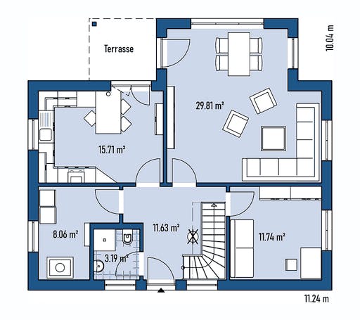 Fertighaus HAUS A77-112-G von EBH Haus Schlüsselfertig ab 286300€, Satteldach-Klassiker Grundriss 1