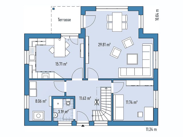 Fertighaus HAUS A77-112-G von EBH Haus Schlüsselfertig ab 318800€, Satteldach-Klassiker Grundriss 1