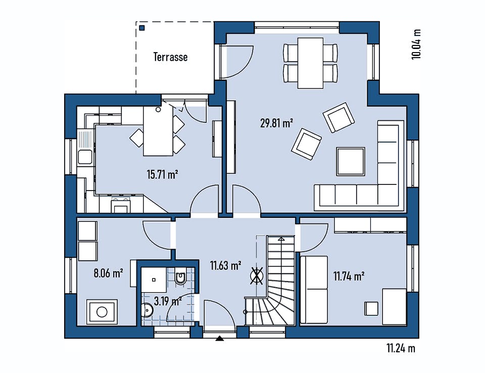 Fertighaus HAUS A77-112-G von EBH Haus Schlüsselfertig ab 292100€, Satteldach-Klassiker Grundriss 1