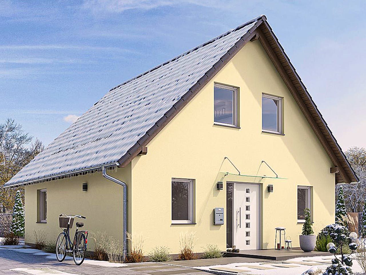 Fertighaus HAUS A82-94 von EBH Haus Schlüsselfertig ab 233900€, Satteldach-Klassiker Außenansicht 1