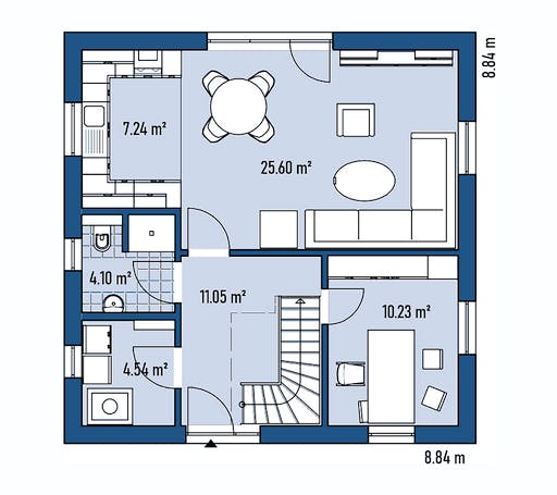 Fertighaus HAUS A88-88 von EBH Haus Schlüsselfertig ab 219700€, Satteldach-Klassiker Grundriss 1