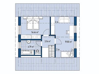 Fertighaus HAUS A88-88 von EBH Haus Schlüsselfertig ab 236200€, Satteldach-Klassiker Grundriss 2