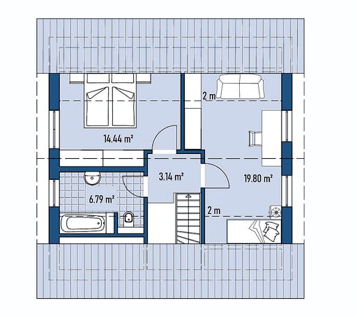 Fertighaus HAUS A88-88 von EBH Haus Schlüsselfertig ab 219700€, Satteldach-Klassiker Grundriss 2