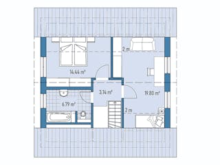 Fertighaus HAUS A88-88 von EBH Haus Schlüsselfertig ab 245700€, Satteldach-Klassiker Grundriss 2