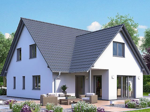 Fertighaus HAUS A94-106-G von EBH Haus Schlüsselfertig ab 342300€, Satteldach-Klassiker Außenansicht 1