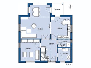 Fertighaus HAUS A94-106-G von EBH Haus Schlüsselfertig ab 329100€, Satteldach-Klassiker Grundriss 1