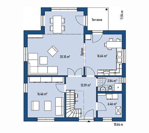 Fertighaus HAUS A94-106-G von EBH Haus Schlüsselfertig ab 312800€, Satteldach-Klassiker Grundriss 1