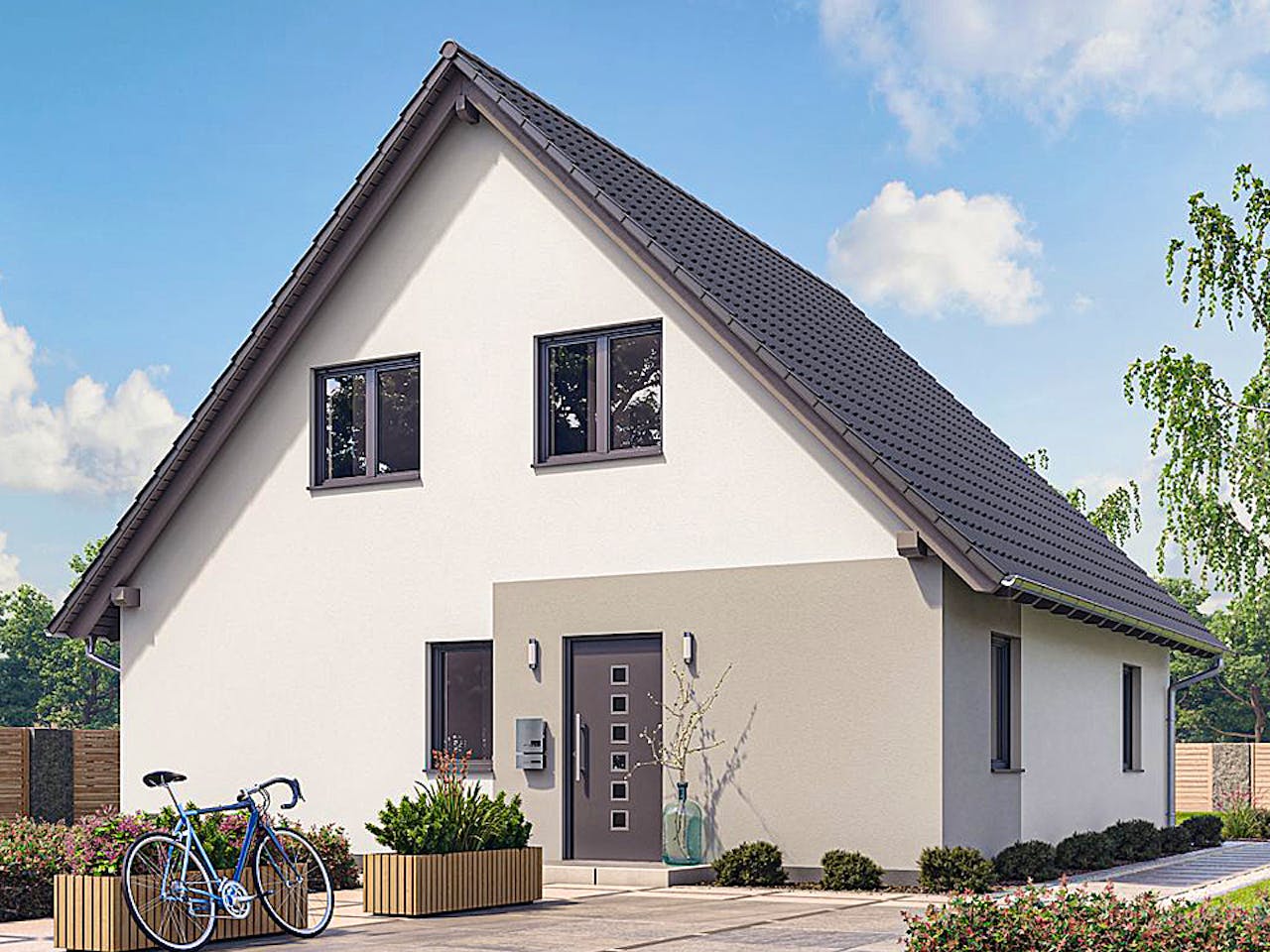 Fertighaus HAUS A94-94 von EBH Haus Schlüsselfertig ab 264200€, Satteldach-Klassiker Außenansicht 1