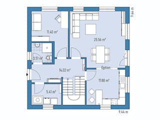 Fertighaus Einfamilienhaus A94-94 von EBH Haus Schlüsselfertig ab 283100€, Satteldach-Klassiker Grundriss 1