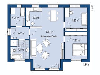 Fertighaus BUNGALOW B82-118-G von EBH Haus Schlüsselfertig ab 210600€, Bungalow Grundriss 1