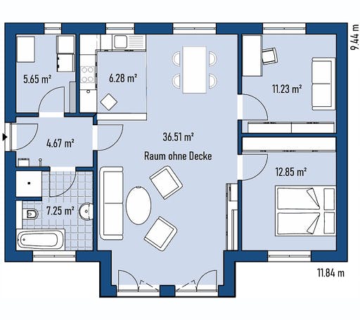 Fertighaus BUNGALOW B82-118-G von EBH Haus Schlüsselfertig ab 199600€, Bungalow Grundriss 1
