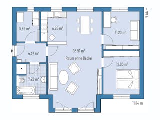 Fertighaus BUNGALOW B82-118-G von EBH Haus Schlüsselfertig ab 219100€, Bungalow Grundriss 1