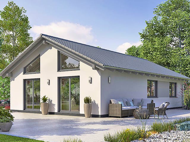 Fertighaus Bungalow B82-130 von EBH Haus Schlüsselfertig ab 227300€, Bungalow Außenansicht 1