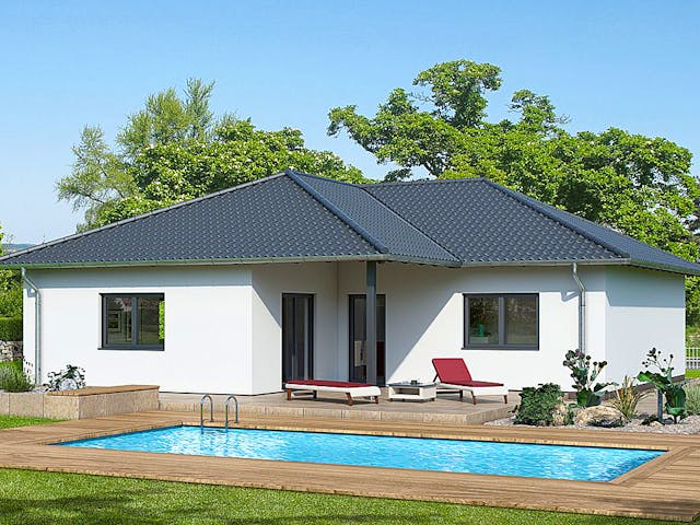 Fertighaus BUNGALOW B88-124-TE von EBH Haus Schlüsselfertig ab 267200€, Bungalow Außenansicht 1