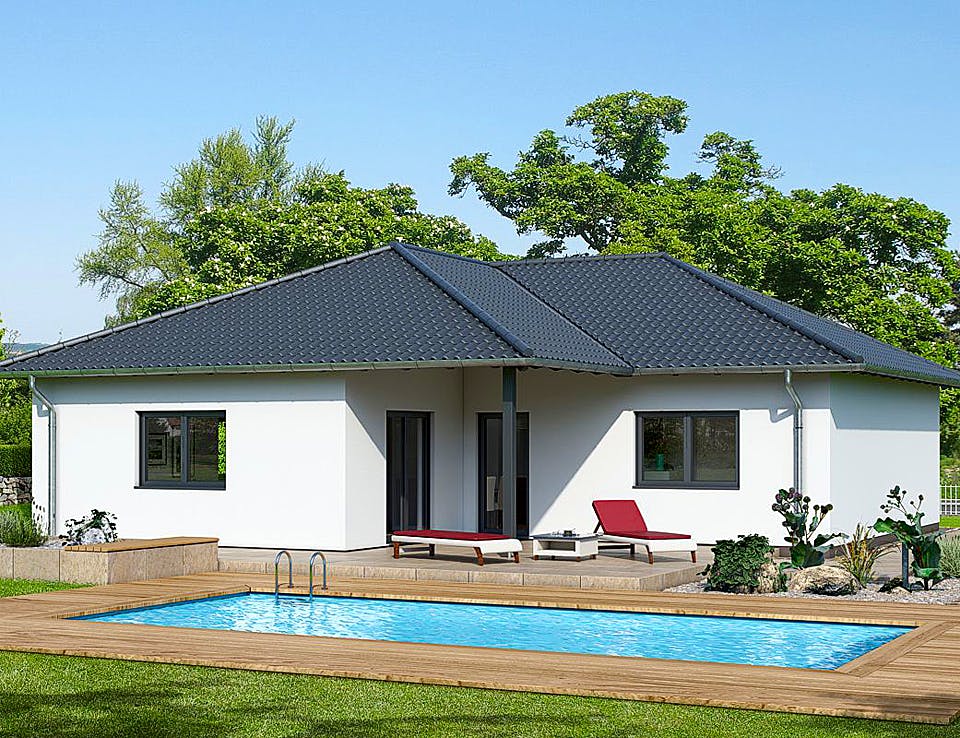 Fertighaus BUNGALOW B88-124-TE von EBH Haus Schlüsselfertig ab 246700€, Bungalow Außenansicht 1